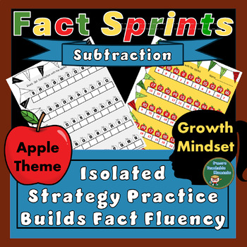 Preview of Subtraction Strategy Practice For Fact Fluency with Fall Apples Theme