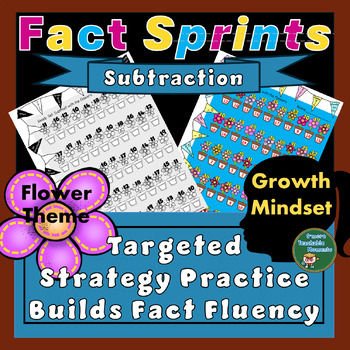 Preview of Subtraction Strategy Practice For Fact Fluency with Fancy Spring Flower Theme