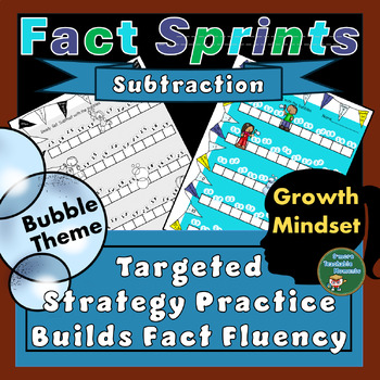 Preview of Subtraction Strategy Practice For Fact Fluency with Summer Bubble Theme