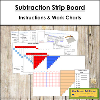 Preview of Montessori Subtraction Strip Board, Charts & Instructions