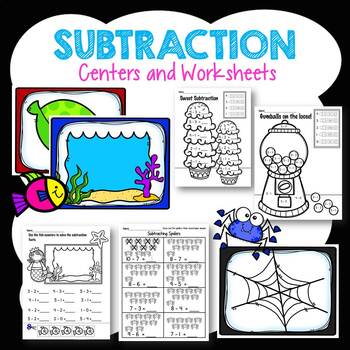 Preview of Subtraction, Subtraction Centers, Subtraction Worksheets