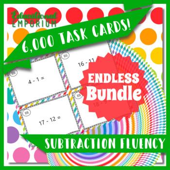 Preview of Subtraction Task Cards ENDLESS Bundle: Subtraction Fluency