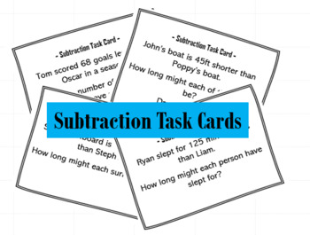 Preview of Subtraction Task Cards (Open Ended)