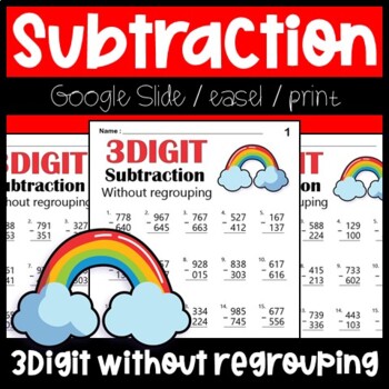 Preview of Subtraction Timed Math Drills Problems (3 Digit Subtraction Without Regrouping)