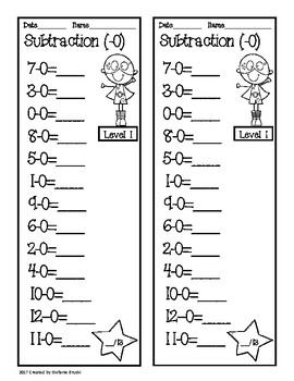 Subtraction Timed Tests by Stefanie Bruski | Teachers Pay Teachers