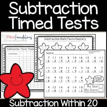Preview of Subtraction Timed Tests - Fact Fluency Assessments - Speed Drills within 20