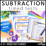 Subtraction Timed Tests | Math Fact Fluency Practice Works