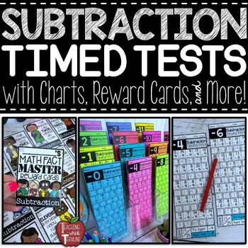Preview of Subtraction Timed Tests & Rewards for Math Fact Fluency {with Counting Dots}