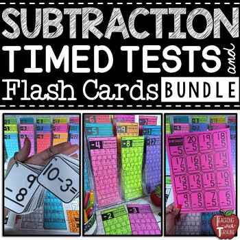 Preview of Subtraction Timed Tests and Flash Cards BUNDLE for Math Fact Fluency