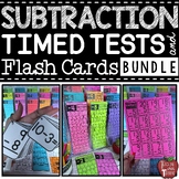Subtraction Timed Tests and Flash Cards BUNDLE for Math Fa