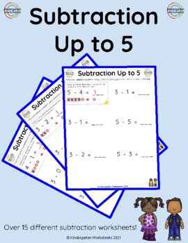 Preview of Subtraction Up to 5 Worksheets - Over 15 Different Worksheets
