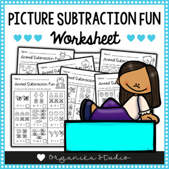Preview of Subtraction With Pictures - Numbers 1 to 10 - Animal Theme - Worksheets
