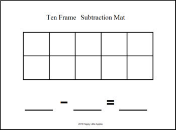 Subtraction With Ten Frame Mats by Happy Little Apples | TpT