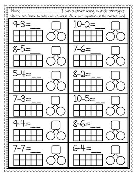 Subtraction With Ten Frames, Number Lines, Pictures and MORE by Sherri ...