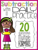 Subtraction Within 10 Daily Practice