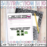 First Grade Digital Exit Tickets - Subtraction Within 10