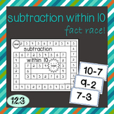 Subtraction Within 10 - Fact Race Game