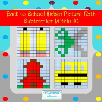 Preview of Subtraction Within 10 Hidden Pictures: Back to School