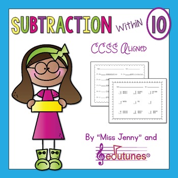 Preview of Subtraction Within 10 Practice Pages & TpT Digital Activity | Distance Learning