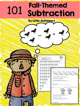 Preview of Subtraction Within 10 Worksheets - Fall Math Activity Kindergarten