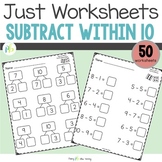 Subtraction Within 10 Worksheets for First Grade