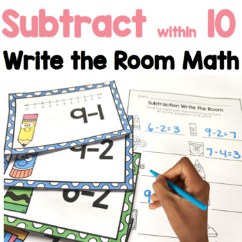 Preview of Subtraction Within 10 Write the Room Math