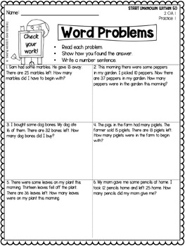 Subtraction Within 100 with Word Problems and Assessments | TPT
