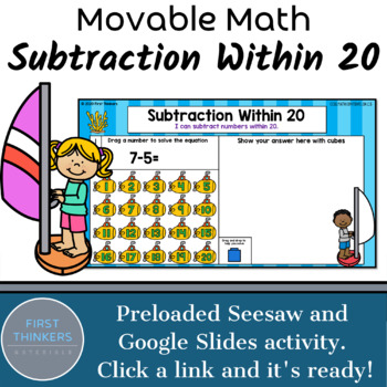 Preview of Subtraction Within 20 Digital Math Games for Google Slides and Seesaw Free
