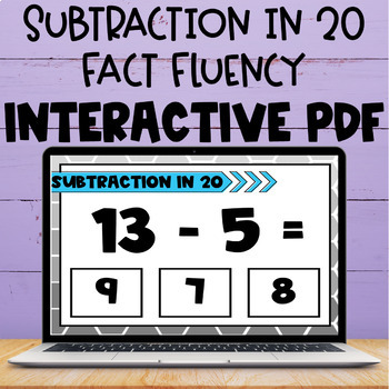 Preview of Subtraction Within 20 Fact Interactive PDF and Boom Cards