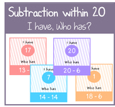Subtraction Within 20 Game - I have, Who Has - Fun Maths -