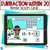 Subtraction Within 20 - Winter Math - BOOM Cards™