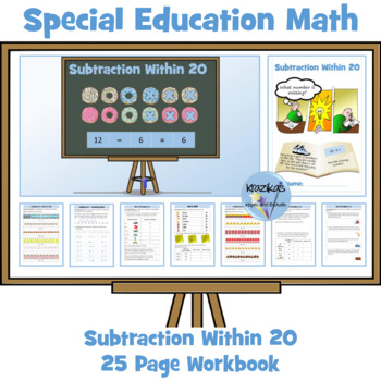 Preview of Subtraction Within 20 Workbook - Special Education Math