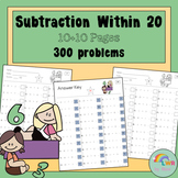 Subtraction Within 20 Worksheets ,  Fact Fluency Subtraction