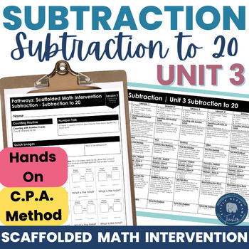 Preview of Subtraction Within 20 Worksheets, Math Lessons and Hands On Math Activities