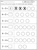 Subtraction Within 5 Practice Sheets