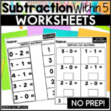 Subtraction Within 5 Worksheets | No Prep Math Worksheets
