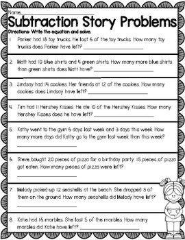 Subtraction Word Problems by Liddle Minds | Teachers Pay Teachers
