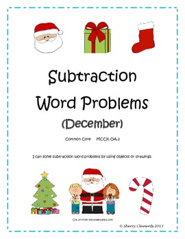 Preview of Christmas Word Problems | Subtraction | December | Worksheets | Number Line