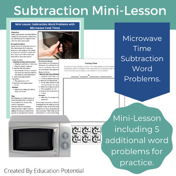 Preview of Subtraction Word Problems - Mini Lesson - Microwave Themed