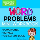 Subtraction Word Problems: Numbers within 5 Mini-Workbook
