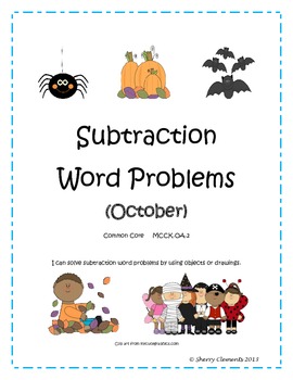 Preview of Fall Subtraction Word Problems | October | Worksheets