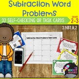 Subtraction Word Problems Task Cards with QR Codes / Dista