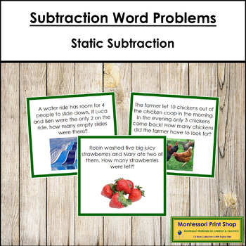 Preview of Subtraction Word Problems Set 1 (color-coded) - Static Subtraction Questions