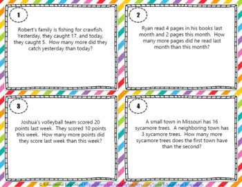 Subtraction Word Problems Task Cards Up To 20 Subtracting Word Problems   Original 4177283 2 