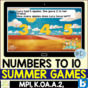 Preview of Subtraction Word Problems Within 10 | Summer | Digital Resource