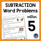 Subtraction Word Problems Within Five: Reading Comprehensi