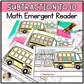 Preview of Subtraction Within 10 With Pictures - Counting Bears on the bus Kindergarten