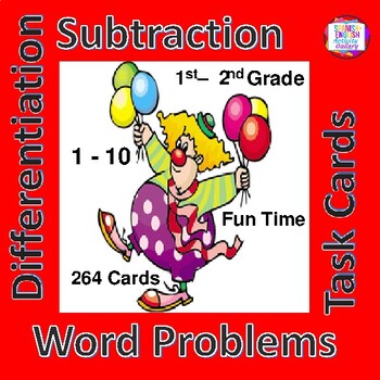 Preview of Subtraction Word Problems/Task Cards/Differentiation