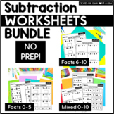 Subtraction Worksheet Bundle | Subtraction Math Activities