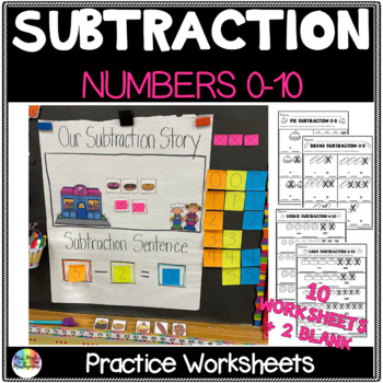 Preview of Subtraction Worksheets 0-10